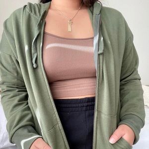 Green zip up jacket